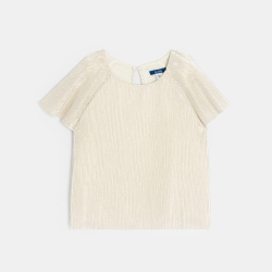 Blouse côtelée irisée beige...