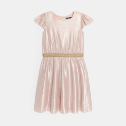 Robe plissée irisée rose fille
