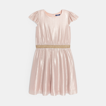 Robe plissée irisée rose fille