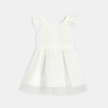 Robe chic bi-matière dentelle et plissé blanc bébé fille Robe chic bi-matière dentelle et plissé blanc bébé fille