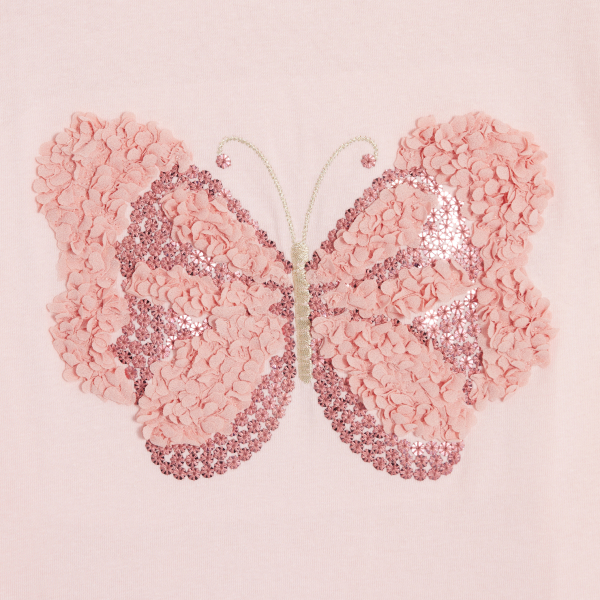 Girl's pink butterfly motif T-shirt Girl's pink butterfly motif T-shirt