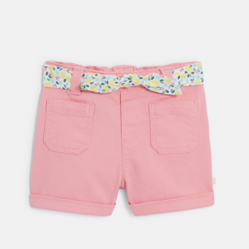 Baby girl's pink textured cotton shorts