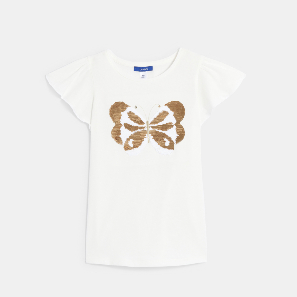 T-shirt à sequins magiques blanc Fille T-shirt à sequins magiques blanc Fille