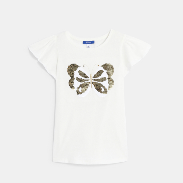 T-shirt à sequins magiques blanc Fille T-shirt à sequins magiques blanc Fille