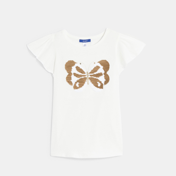 T-shirt à sequins magiques blanc Fille T-shirt à sequins magiques blanc Fille