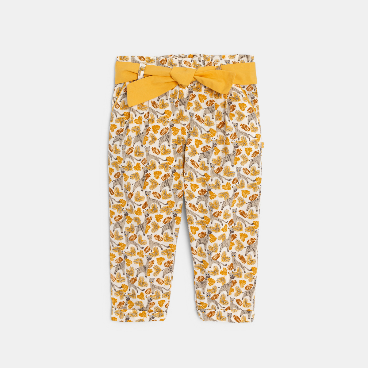 Pantalon paperbag imprimé savane jaune bébé fille Pantalon paperbag imprimé savane jaune bébé fille