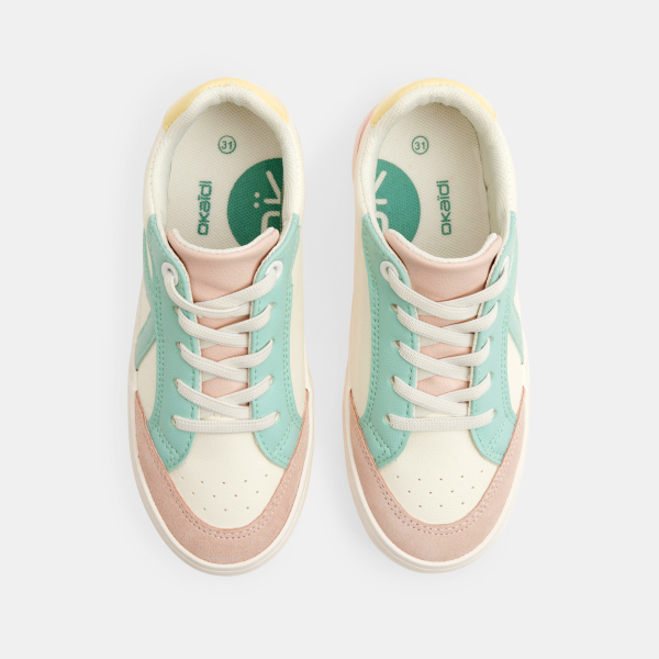 Baskets street basses rose et vert fille Baskets street basses rose et vert fille