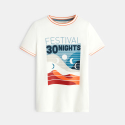 T-shirt manches courtes à motif placé blanc Garçon