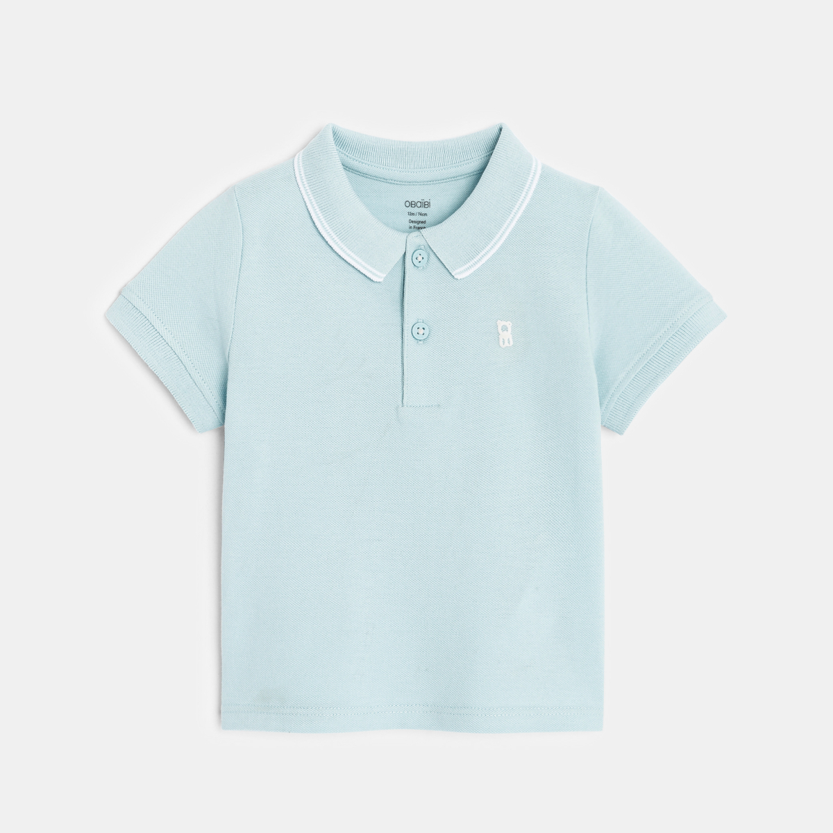 Polo maille piquée uni bleu ciel bébé garçon Polo maille piquée uni bleu ciel bébé garçon