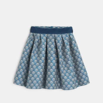 Girl's elegant blue jacquard skirt