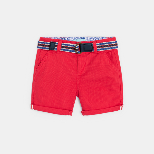 Baby boy's pink textured canvas Bermuda shorts Baby boy's pink textured canvas Bermuda shorts