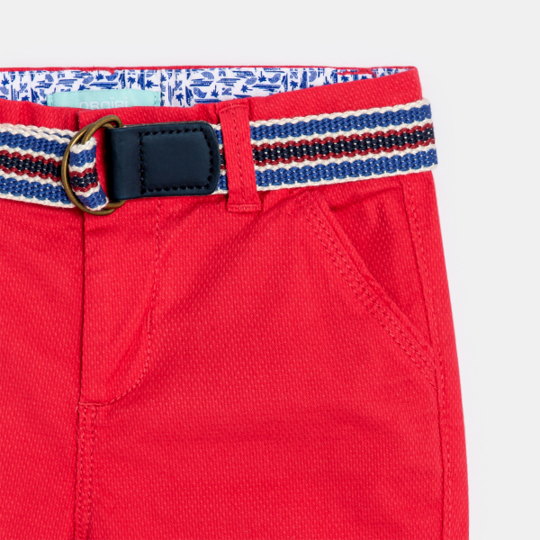 Baby boy's pink textured canvas Bermuda shorts Baby boy's pink textured canvas Bermuda shorts