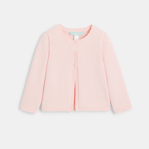 Gilet maille tricot rose clair bébé fille Gilet maille tricot rose clair bébé fille