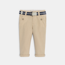 Pantalon coton et lin beige bébé garçon