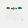 Bermuda coton chiné à ceinture tissu blanc bébé garçon Bermuda coton chiné à ceinture tissu blanc bébé garçon