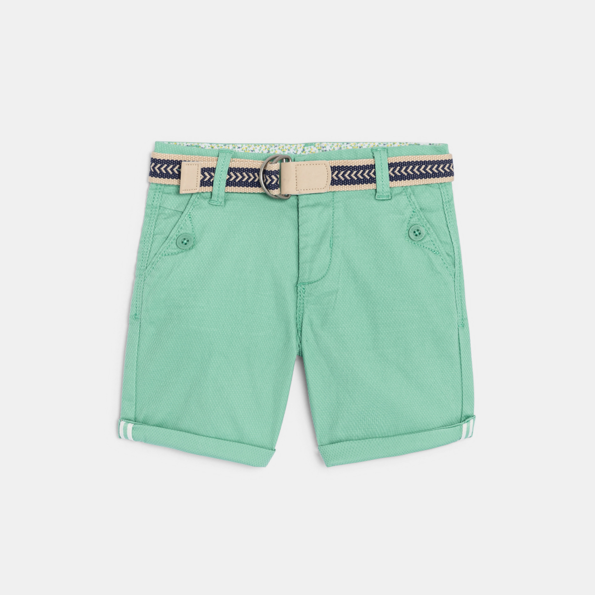 Bermuda coton fantaisie vert bébé garçon Bermuda coton fantaisie vert bébé garçon