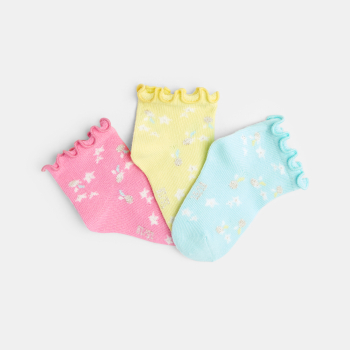 Baby girl's scalloped floral yellow socks