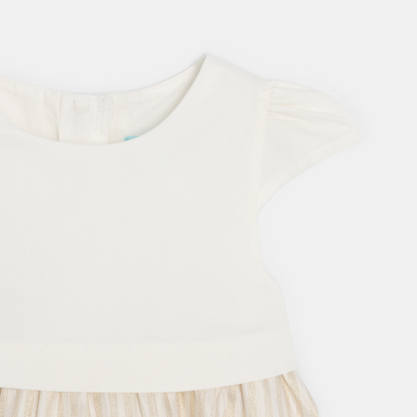 Robe chic 2 en 1 rayures brillantes bébé fille Robe chic 2 en 1 rayures brillantes bébé fille