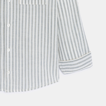Chemise rayée en lin et coton bleu Garçon