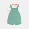 Salopette courte coton côtelé et body assorti vert bébé garçon Salopette courte coton côtelé et body assorti vert bébé garçon
