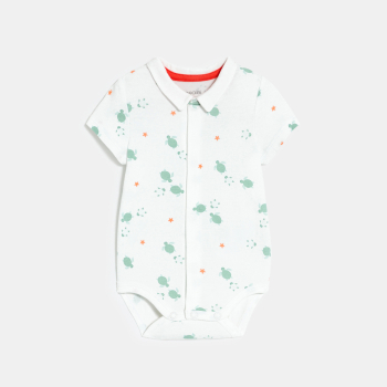 Salopette courte coton côtelé et body assorti vert bébé garçon