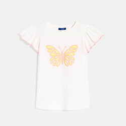 T-shirt manches courtes motif papillon blanc Fille