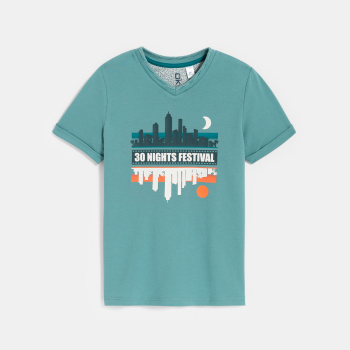 T-shirt à motif manches courtes turquoise Garçon