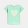 T-shirt manches courtes motif cœur vert Fille T-shirt manches courtes motif cœur vert Fille