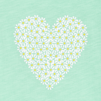 T-shirt manches courtes motif cœur vert Fille