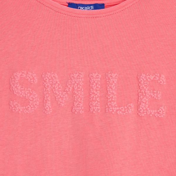 T-shirt manches courtes à message rose Fille T-shirt manches courtes à message rose Fille