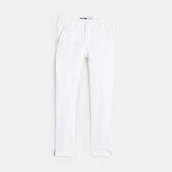 Pantalon chino en twill de coton uni blanc garçon