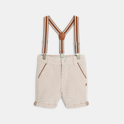 Baby boy's striped brown shorts with braces