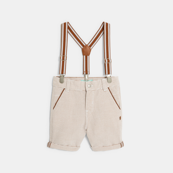 Short rayé à bretelles marron bébé garçon Short rayé à bretelles marron bébé garçon