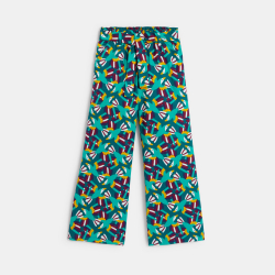 Pantalon large imprimé vert...