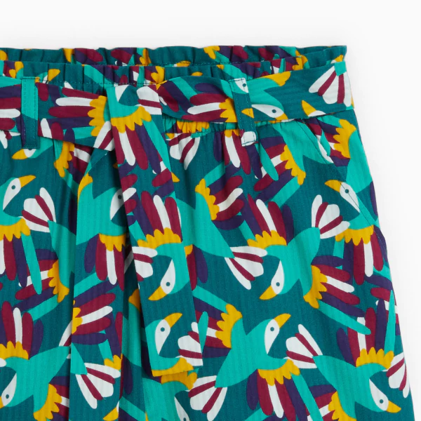 Pantalon large imprimé vert fille