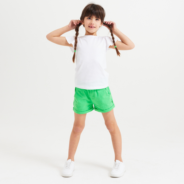 Short en jersey uni vert fille Short en jersey uni vert fille