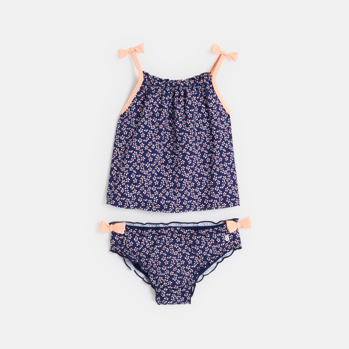 Maillot de bain 2 pièces fleuri bleu bébé fille Maillot de bain 2 pièces fleuri bleu bébé fille
