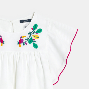 Robe baby doll brodée blanche Fille