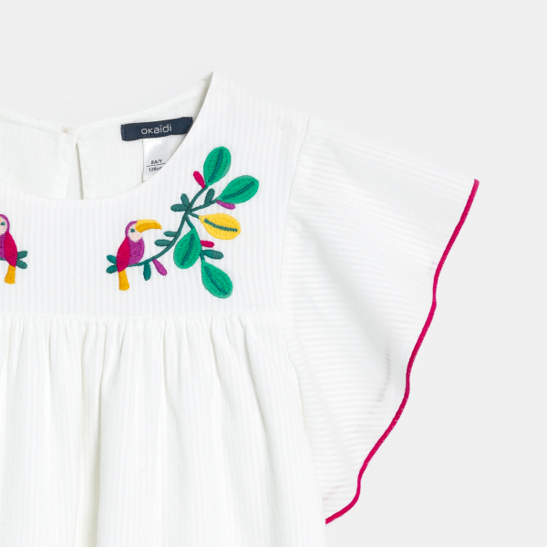 Robe baby doll brodée blanche Fille Robe baby doll brodée blanche Fille