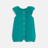 Combi courte gaze de coton vert bébé fille