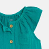 Combi courte gaze de coton vert bébé fille
