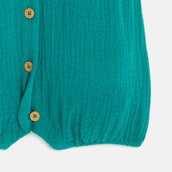 Combi courte gaze de coton vert bébé fille