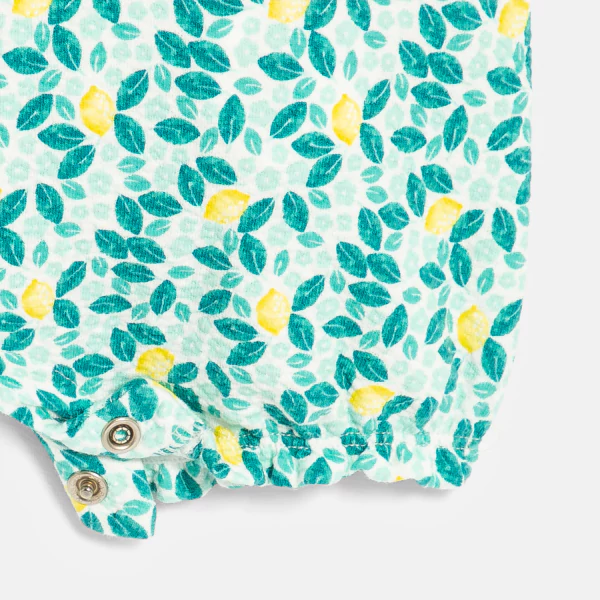 Combi courte coton fantaisie citrons bleu bébé fille