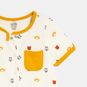Combi courte animaux blanc bébé garçon