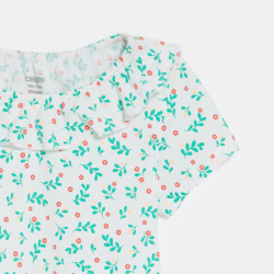 T-shirt col volanté maille...