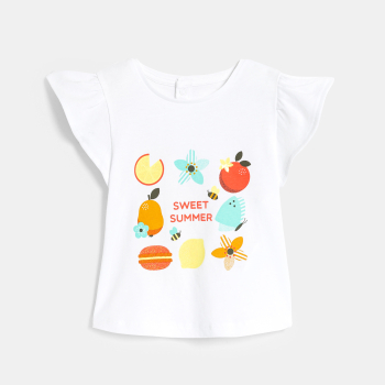 Baby girl's white fruit print T-shirt
