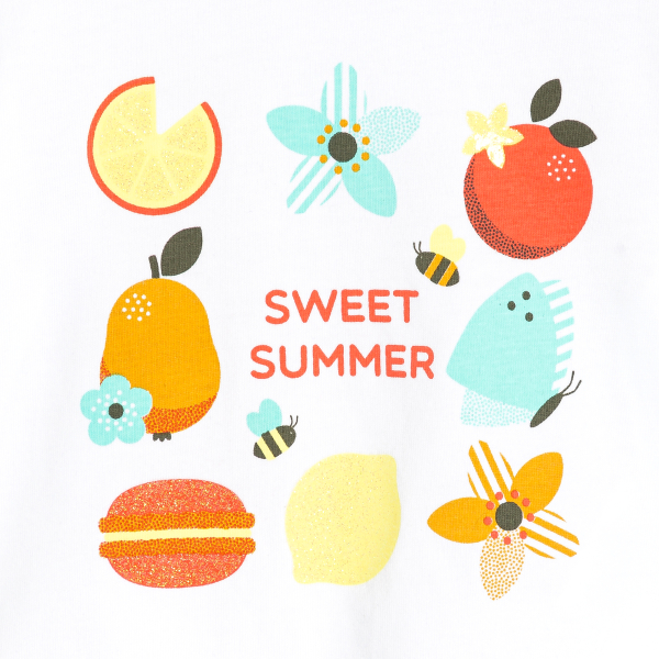 T-shirt impression fruits blanc bébé fille T-shirt impression fruits blanc bébé fille