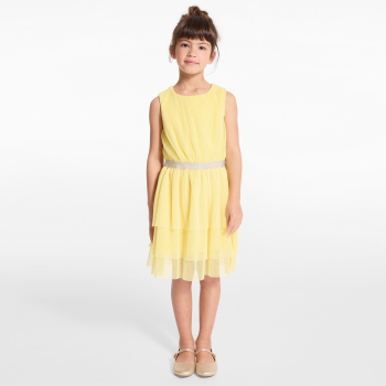 Robe sans manches à paillettes jaune Fille