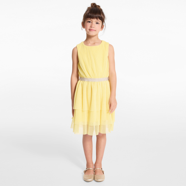 Robe sans manches à paillettes jaune Fille