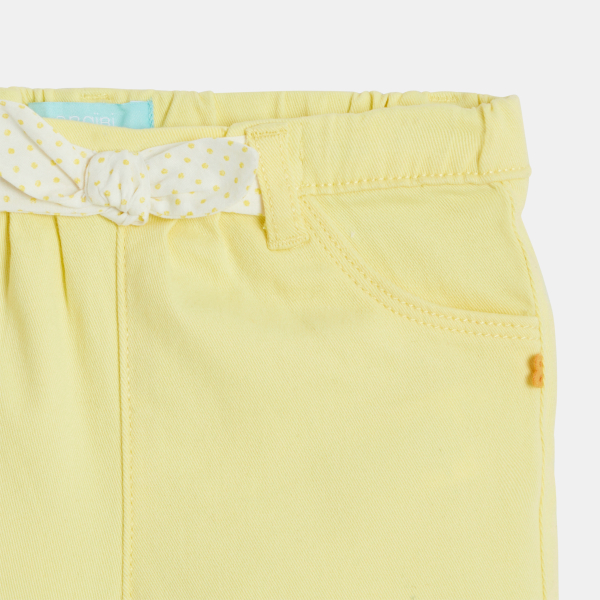 Baby girl's yellow textured shorts with bow Baby girl's yellow textured shorts with bow